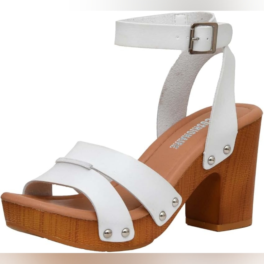 CUSHIONAIRE Women's Sandra Faux Wood Sandal +LiteSole Technology